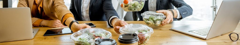 employee eating salad