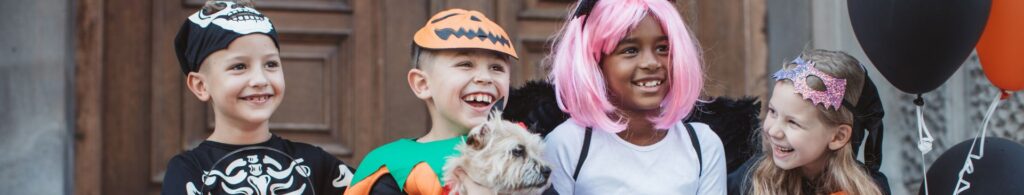 kids in costumes trick or treating