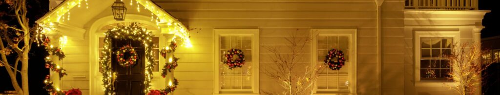 house with holiday lights