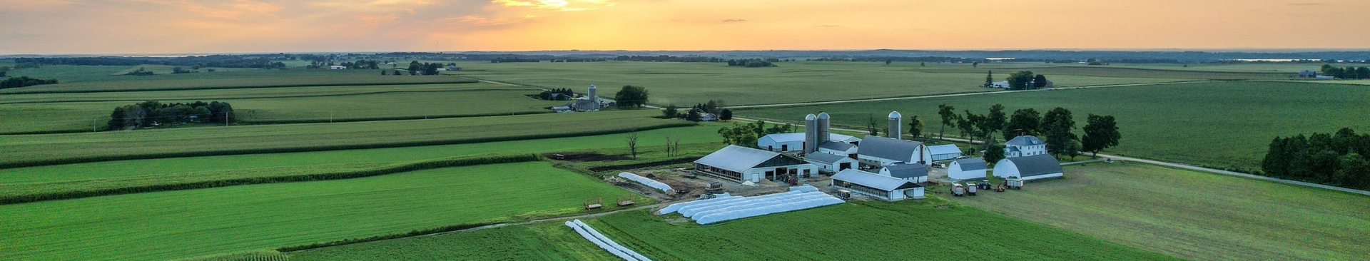 aerial view of farm buildings