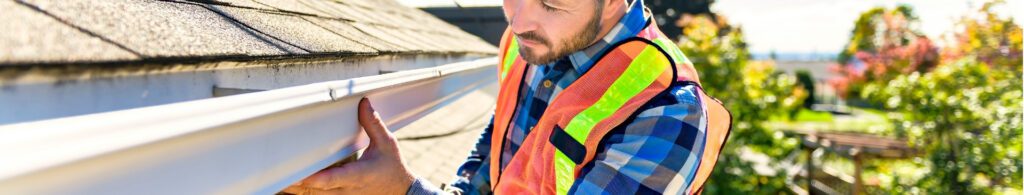 man inspecting a roof